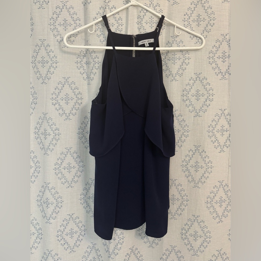 Gorgeous Naked Zebra Navy Ruffled Tiered Tank Top